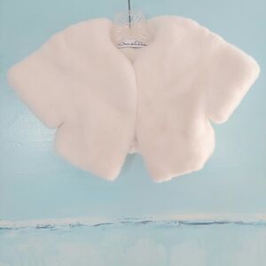 □$4,500 OSCAR DE LA RENTA KIDS GENUINE PEARL DYED MINK BOLERO JACKET US 8-10 Y